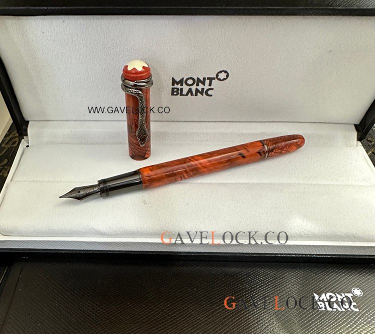 Best Replica Montblanc Snake Fountain Pen with Black Trim